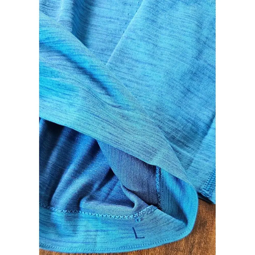 Lululemon Mens Quarter Button Up Long Sleeve Pullover Blue‎ Heathered Size Large